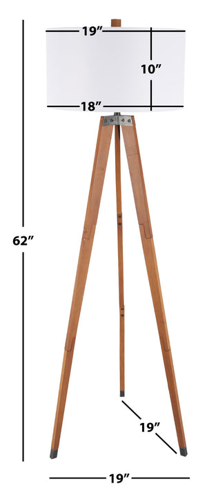 Safavieh CAMEO, 62.5-Inch Walnut Wood & Iron Floor Lamp - Elegant Ambient Lighting for Modern & Classic Spaces FLL4102A
