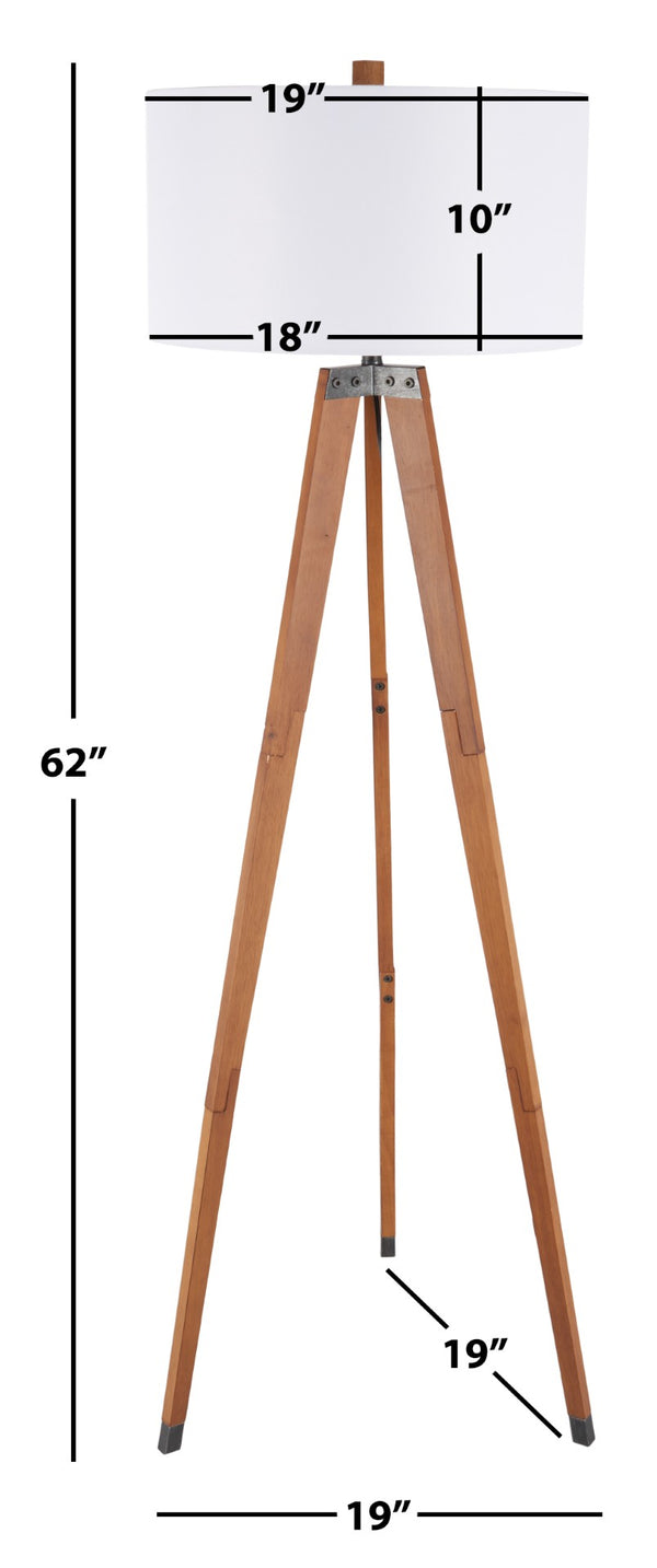 Safavieh CAMEO, 62.5-Inch Walnut Wood & Iron Floor Lamp - Elegant Ambient Lighting for Modern & Classic Spaces FLL4102A