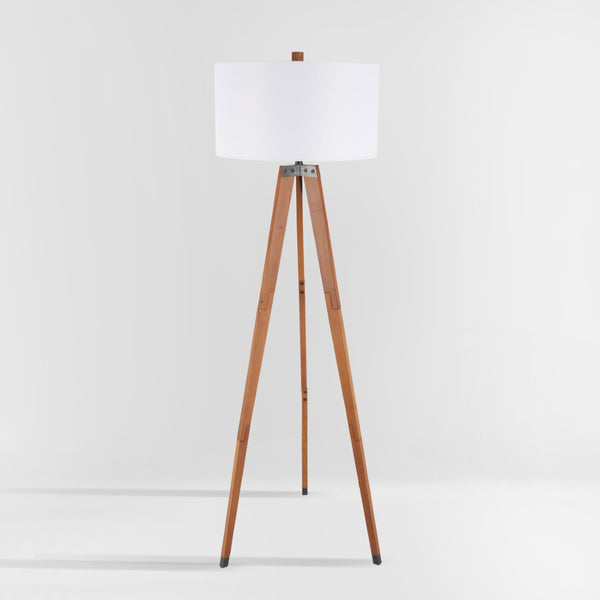 Safavieh CAMEO, 62.5-Inch Walnut Wood & Iron Floor Lamp - Elegant Ambient Lighting for Modern & Classic Spaces FLL4102A