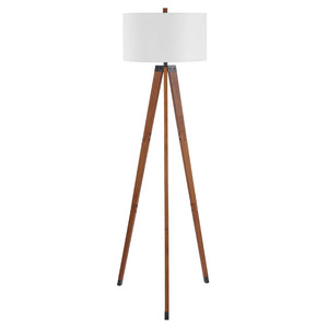 Safavieh CAMEO, 62.5-Inch Walnut Wood & Iron Floor Lamp - Elegant Ambient Lighting for Modern & Classic Spaces FLL4102A