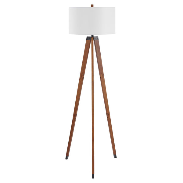 Safavieh CAMEO, 62.5-Inch Walnut Wood & Iron Floor Lamp - Elegant Ambient Lighting for Modern & Classic Spaces FLL4102A