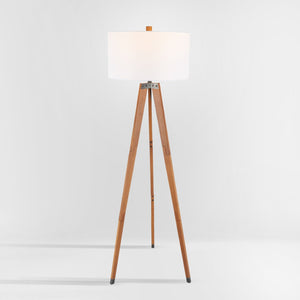 Safavieh CAMEO, 62.5-Inch Walnut Wood & Iron Floor Lamp - Elegant Ambient Lighting for Modern & Classic Spaces FLL4102A