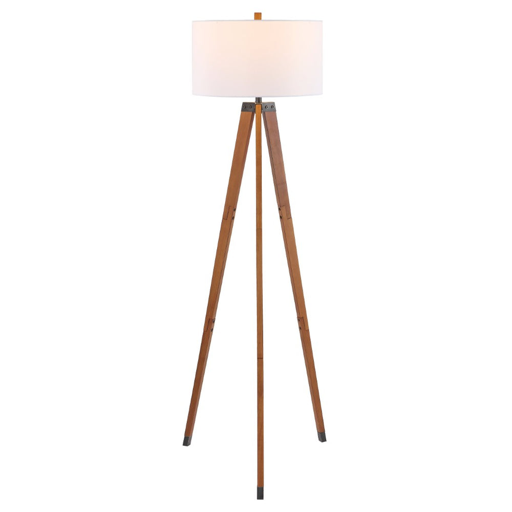 Safavieh CAMEO, 62.5-Inch Walnut Wood & Iron Floor Lamp - Elegant Ambient Lighting for Modern & Classic Spaces FLL4102A