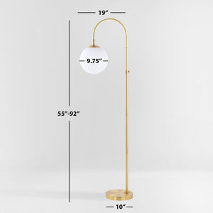 Safavieh HAMIL, Adjustable Brass-Gold Iron Floor Lamp, 55-62 Inch, Elegant Lighting for Any Space FLL4103A