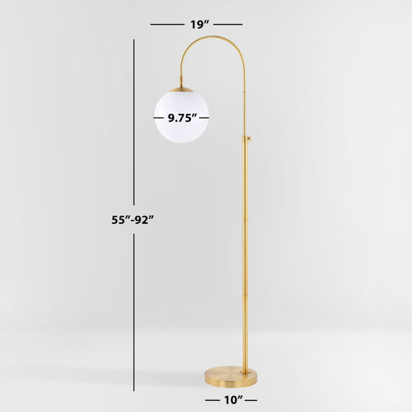 Safavieh HAMIL, Adjustable Brass-Gold Iron Floor Lamp, 55-62 Inch, Elegant Lighting for Any Space FLL4103A