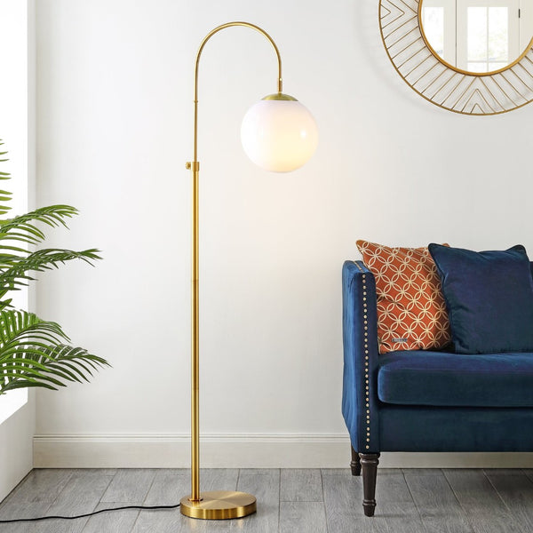 Safavieh HAMIL, Adjustable Brass-Gold Iron Floor Lamp, 55-62 Inch, Elegant Lighting for Any Space FLL4103A