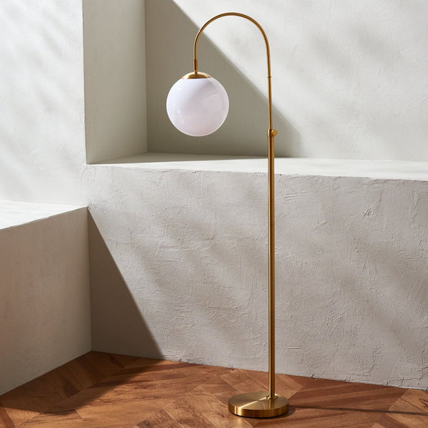 Safavieh HAMIL, Adjustable Brass-Gold Iron Floor Lamp, 55-62 Inch, Elegant Lighting for Any Space FLL4103A