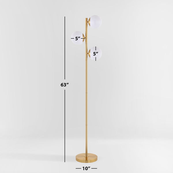 Safavieh DEVLYN, Sleek 3-Light Gold Metal Floor Lamp - Modern Design for Living Rooms & Home Offices FLL4104A