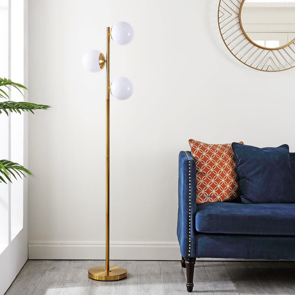 Safavieh DEVLYN, Sleek 3-Light Gold Metal Floor Lamp - Modern Design for Living Rooms & Home Offices FLL4104A