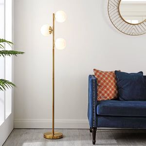 Safavieh DEVLYN, Sleek 3-Light Gold Metal Floor Lamp - Modern Design for Living Rooms & Home Offices FLL4104A