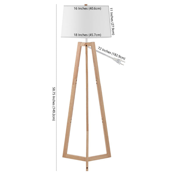 Safavieh ISMERIA, 58.75" Natural Wood and Iron Floor Lamp – Modern Design for Stylish Illumination in Any Room FLL4106A
