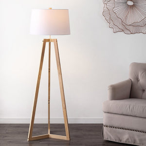 Safavieh ISMERIA, 58.75" Natural Wood and Iron Floor Lamp – Modern Design for Stylish Illumination in Any Room FLL4106A