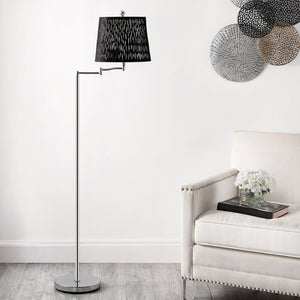 Safavieh BERMAN, 60-Inch Modern Black and Chrome Iron Floor Lamp - Stylish Task and Ambient Lighting Solution FLL4110A