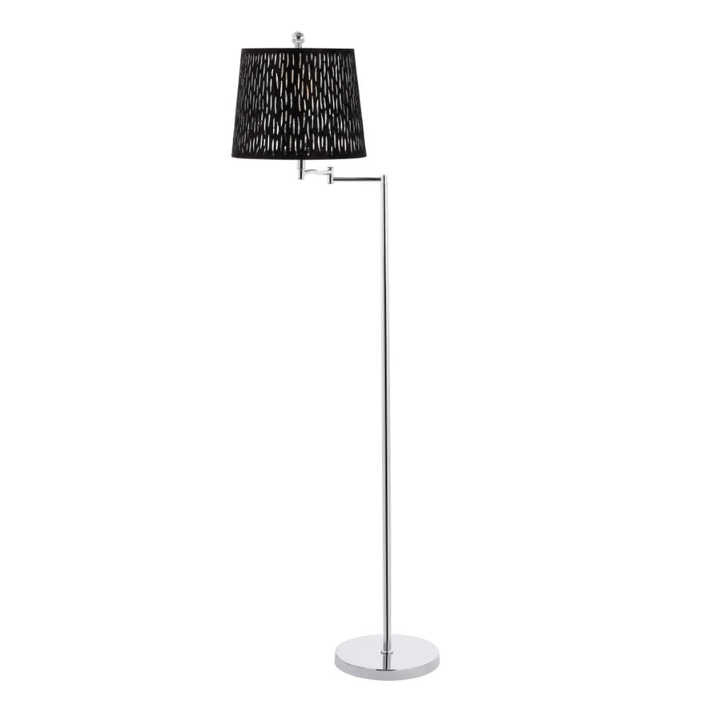 Safavieh BERMAN, 60-Inch Modern Black and Chrome Iron Floor Lamp - Stylish Task and Ambient Lighting Solution FLL4110A