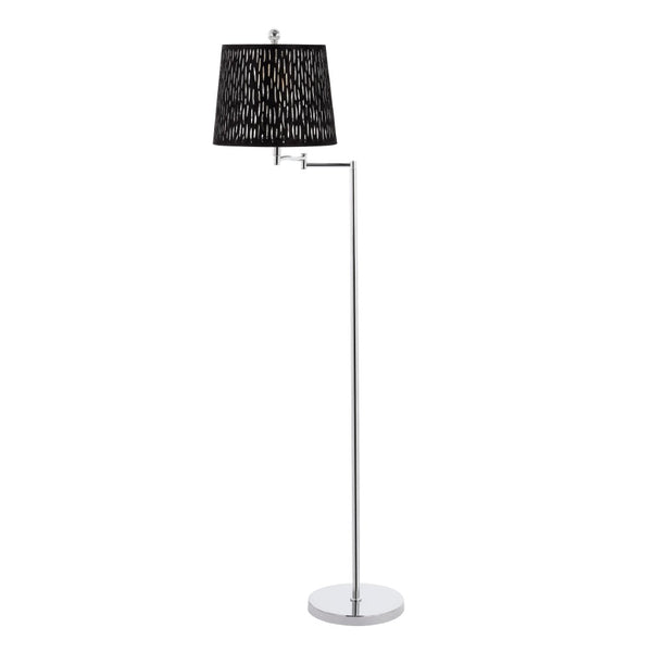 Safavieh BERMAN, 60-Inch Modern Black and Chrome Iron Floor Lamp - Stylish Task and Ambient Lighting Solution FLL4110A
