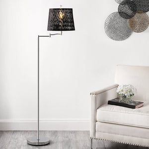 Safavieh BERMAN, 60-Inch Modern Black and Chrome Iron Floor Lamp - Stylish Task and Ambient Lighting Solution FLL4110A