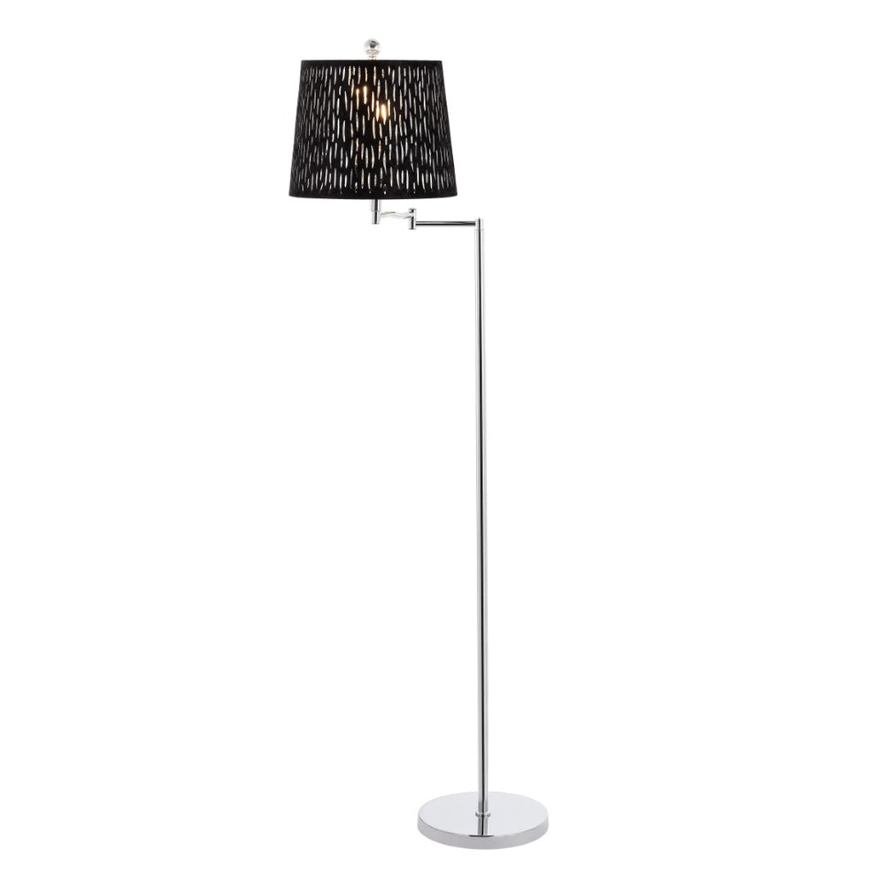 Safavieh BERMAN, 60-Inch Modern Black and Chrome Iron Floor Lamp - Stylish Task and Ambient Lighting Solution FLL4110A
