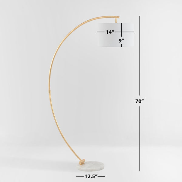 Safavieh MADIGAN, 70-Inch Gold and White Iron/Marble Floor Lamp – Elegant Arc for Modern Home Illumination FLL4115A