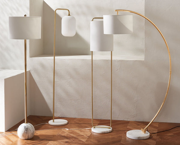 Safavieh SANTINA, 60-Inch Gold & White Marble Floor Lamp – Elegant Lighting for Modern & Classic Spaces FLL7007A