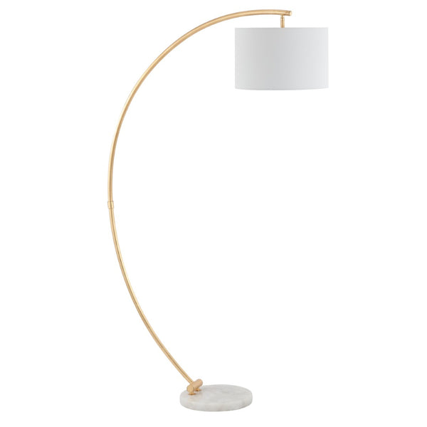 Safavieh MADIGAN, 70-Inch Gold and White Iron/Marble Floor Lamp – Elegant Arc for Modern Home Illumination FLL4115A