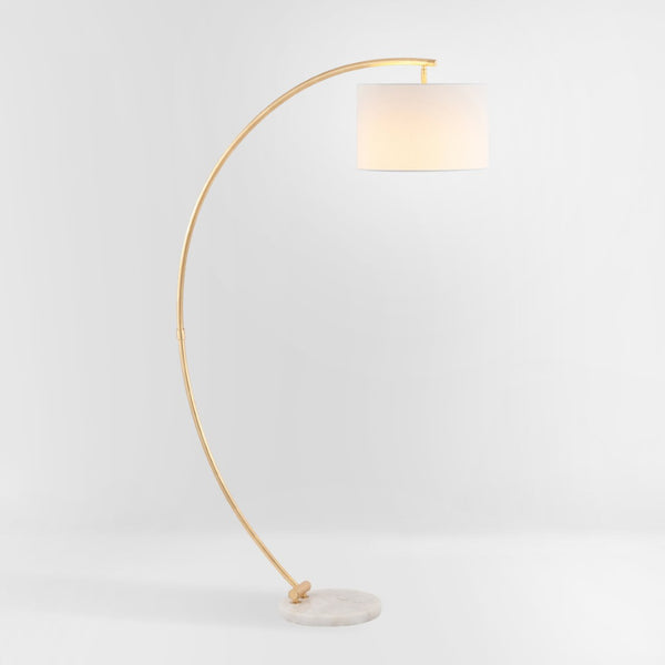Safavieh MADIGAN, 70-Inch Gold and White Iron/Marble Floor Lamp – Elegant Arc for Modern Home Illumination FLL4115A