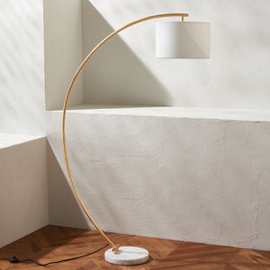 Safavieh MADIGAN, 70-Inch Gold and White Iron/Marble Floor Lamp – Elegant Arc for Modern Home Illumination FLL4115A