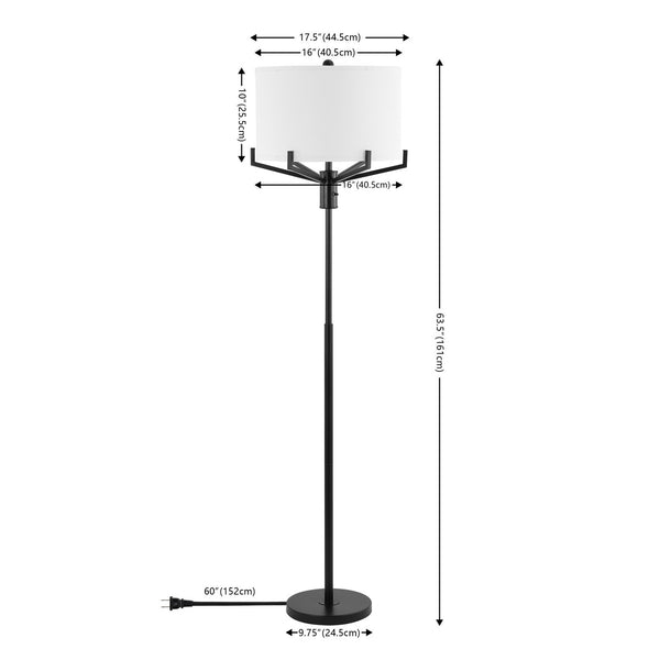 Safavieh Elaria Floor Lamp XII23 Matte Black Iron  FLL4117A