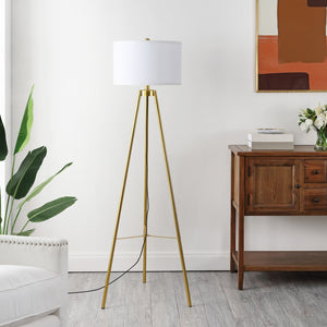 Safavieh FALCO, 61.5 Inch Gold Iron Floor Lamp - Minimalist Design for Warm Ambient Lighting in Any Space FLL4118A