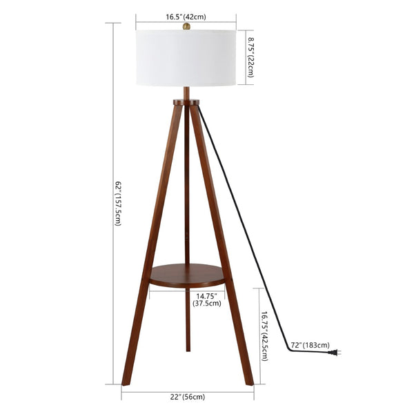 Safavieh FARIS, 62-Inch Walnut Wood and Iron Floor Lamp - Stylish Ambient Lighting for Living Spaces & More FLL4119A