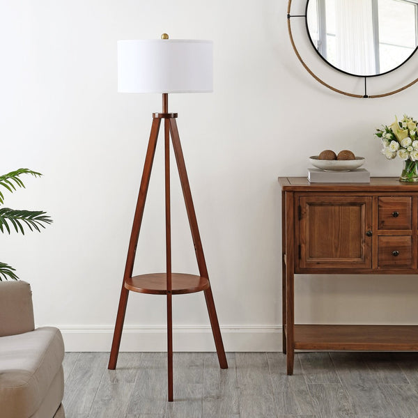 Safavieh FARIS, 62-Inch Walnut Wood and Iron Floor Lamp - Stylish Ambient Lighting for Living Spaces & More FLL4119A