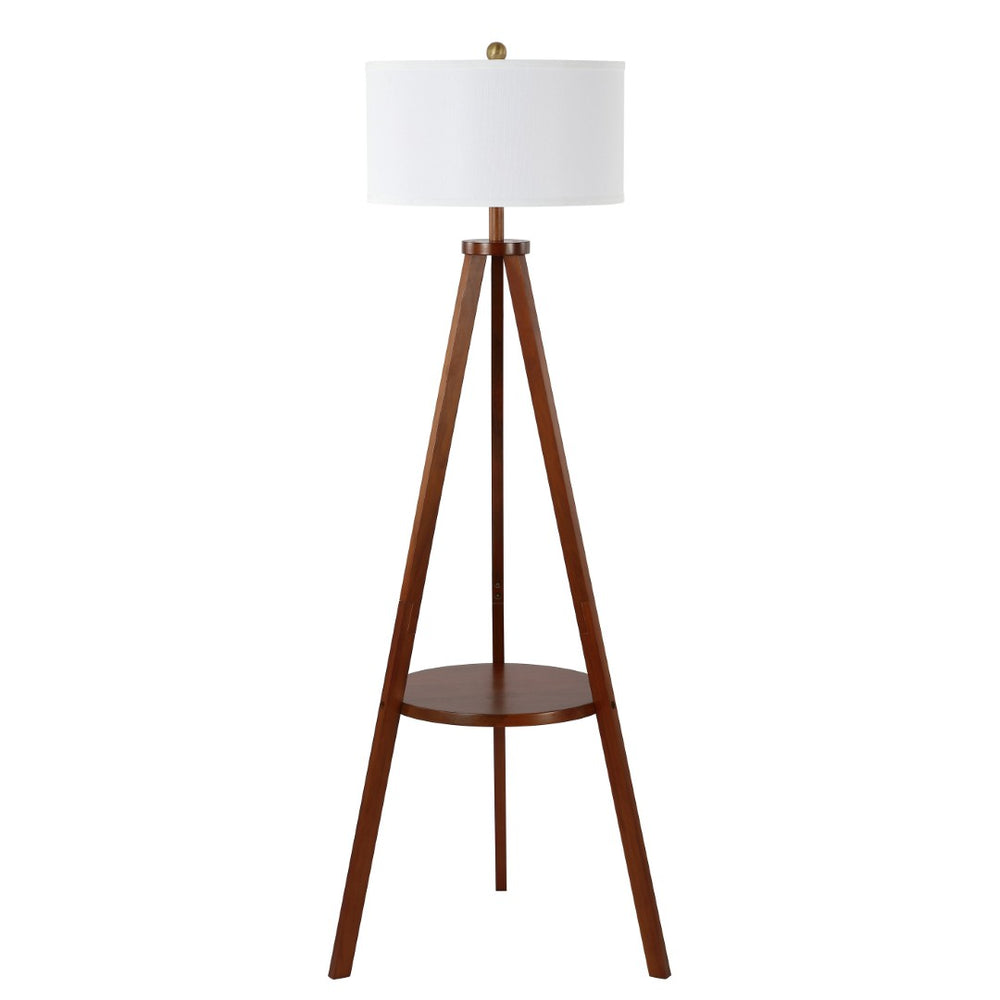 Safavieh FARIS, 62-Inch Walnut Wood and Iron Floor Lamp - Stylish Ambient Lighting for Living Spaces & More FLL4119A