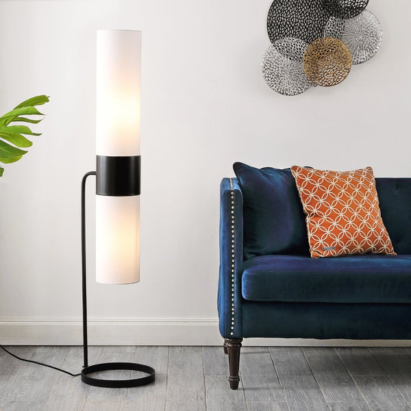 Safavieh FIERRO, Modern Industrial 2-Light Floor Lamp for Living Room or Study - Elegant Iron Design Black FLL4120A