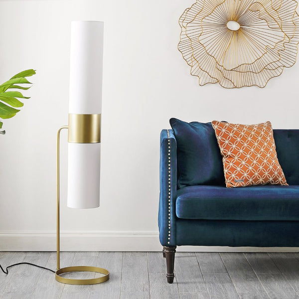 Safavieh FIERRO, Modern Industrial 2-Light Floor Lamp for Living Room or Study - Elegant Iron Design Gold FLL4120B