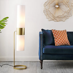Safavieh FIERRO, Modern Industrial 2-Light Floor Lamp for Living Room or Study - Elegant Iron Design Gold FLL4120B