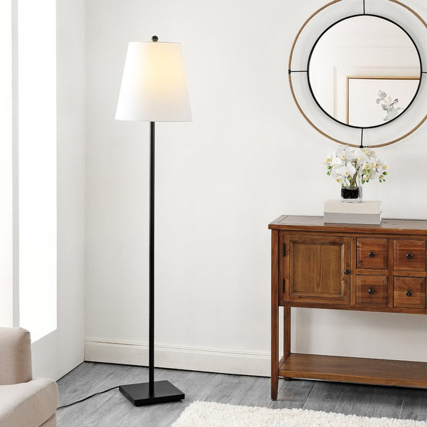 Safavieh GERALT, Sleek 69-Inch Iron Floor Lamp for Modern Spaces - Ambient Lighting and Minimalist Design Black FLL4123A