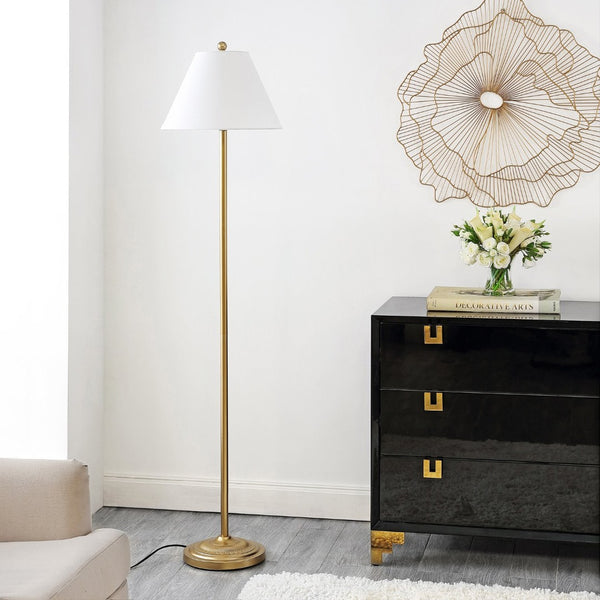Safavieh HALLIE, 68-Inch Gold Iron Floor Lamp – Elegant Ambient Lighting for Living Spaces, Timeless Design FLL4124B