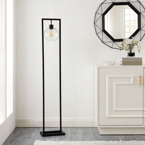 Safavieh JALISA, Elegant 60-Inch Iron Floor Lamp for Modern Spaces - Minimalist Design & Ambient Lighting Black FLL4127A
