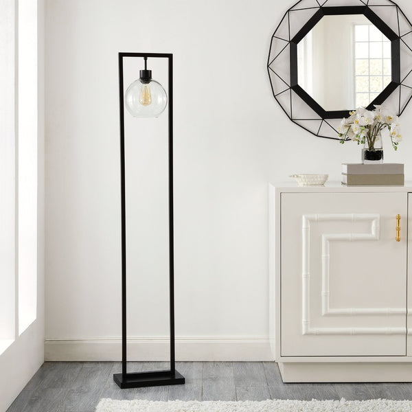 Safavieh JALISA, Elegant 60-Inch Iron Floor Lamp for Modern Spaces - Minimalist Design & Ambient Lighting Black FLL4127A
