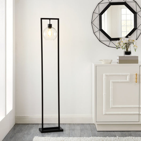Safavieh JALISA, Elegant 60-Inch Iron Floor Lamp for Modern Spaces - Minimalist Design & Ambient Lighting Black FLL4127A