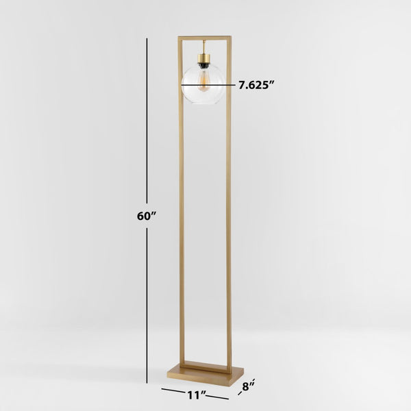 Safavieh JALISA, Elegant 60-Inch Iron Floor Lamp for Modern Spaces - Minimalist Design & Ambient Lighting Gold FLL4127B