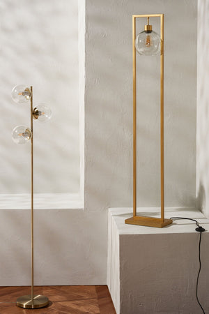 Safavieh JALISA, Elegant 60-Inch Iron Floor Lamp for Modern Spaces - Minimalist Design & Ambient Lighting Gold FLL4127B