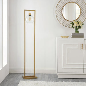 Safavieh JALISA, Elegant 60-Inch Iron Floor Lamp for Modern Spaces - Minimalist Design & Ambient Lighting Gold FLL4127B