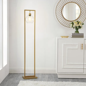 Safavieh JALISA, Elegant 60-Inch Iron Floor Lamp for Modern Spaces - Minimalist Design & Ambient Lighting Gold FLL4127B