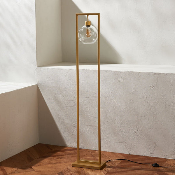 Safavieh JALISA, Elegant 60-Inch Iron Floor Lamp for Modern Spaces - Minimalist Design & Ambient Lighting Gold FLL4127B