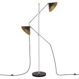 Safavieh DWYER, Modern Adjustable 2-Light Iron Floor Lamp in Black/Chrome – Perfect for Any Room Decor FLL4133A