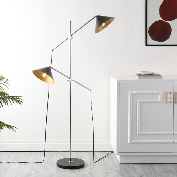 Safavieh Dwyer 2Lt 67.5 Inch Floor Lamp Black / Chrome  Metal FLL4133A