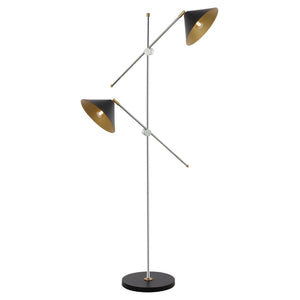Safavieh DWYER, Modern Adjustable 2-Light Iron Floor Lamp in Black/Chrome – Perfect for Any Room Decor FLL4133A