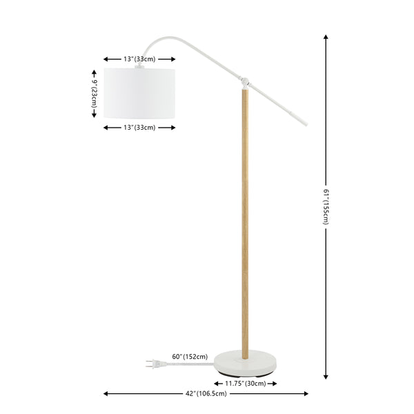 Safavieh Levitt, 61 Inch, White/Natural, Iron Floor Lamp XII23 White / Natural Iron FLL4134A