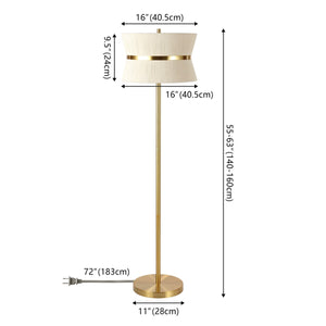 Safavieh Kora, 2 Light, 50-60 Inch, Bleached Natural/Brass, Rope/Metal Extendable Floor Lamp Bleached Natural / Brass Gold FLL4136A