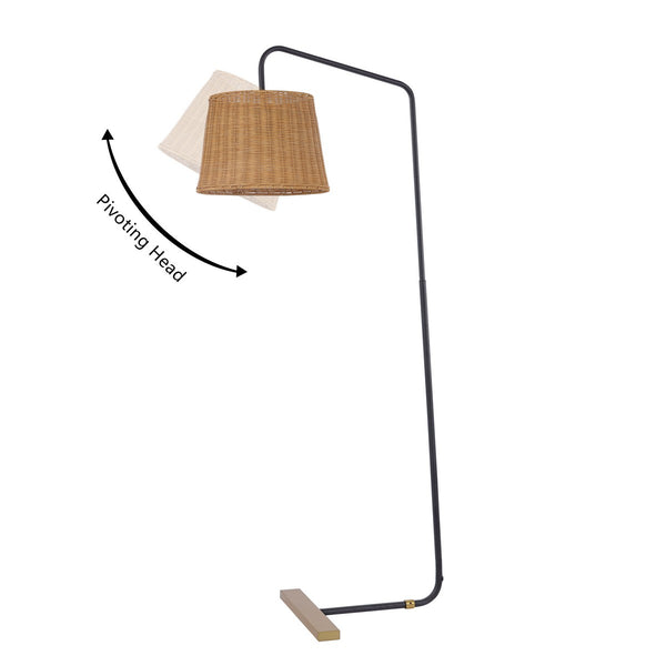 Safavieh Millie, 61 Inch, Black/Natural, Rattan/Metal Floor Lamp Black / Natural FLL4137A